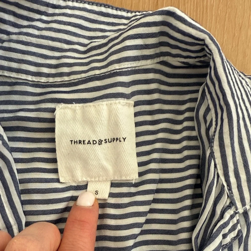 Navy and White Striped Shirt - Picture 2 of 7